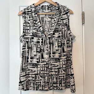 Calvin Klein Black and White Abstract Blouse